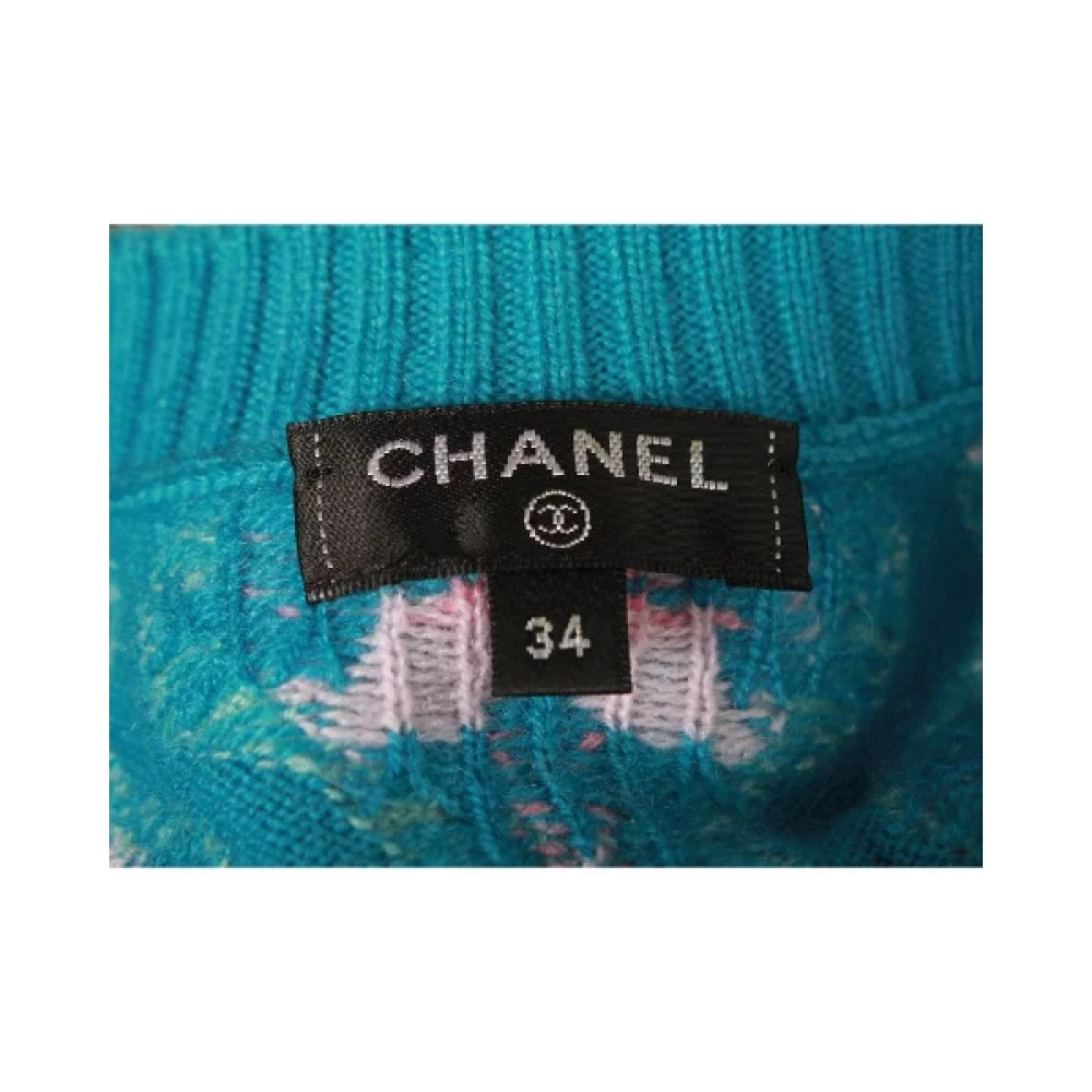 Chanel Vintage Pre-owned Cashmere outerwear Blue Dames