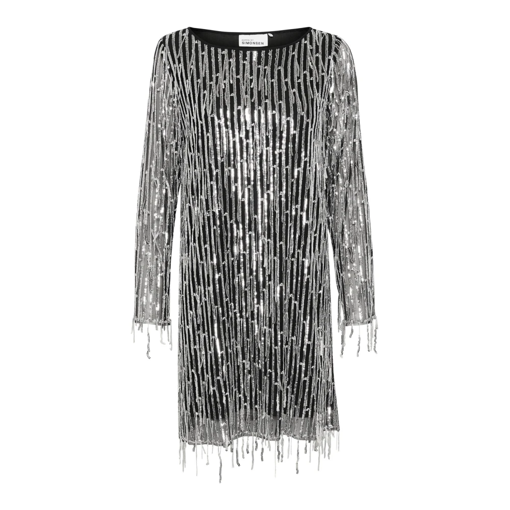 Karen by Simonsen Zilveren Franje Jurk Gray Dames