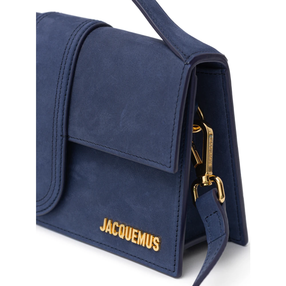 Jacquemus Marineblauwe Suède Tas met Gouden Logo Blue Dames