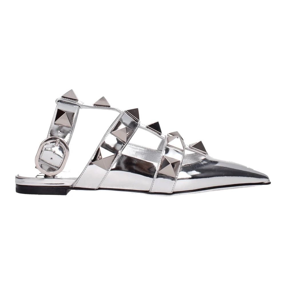 Valentino Garavani , Mules, Female, Gray, 3 Uk, Gray Leather Sandal With Studs