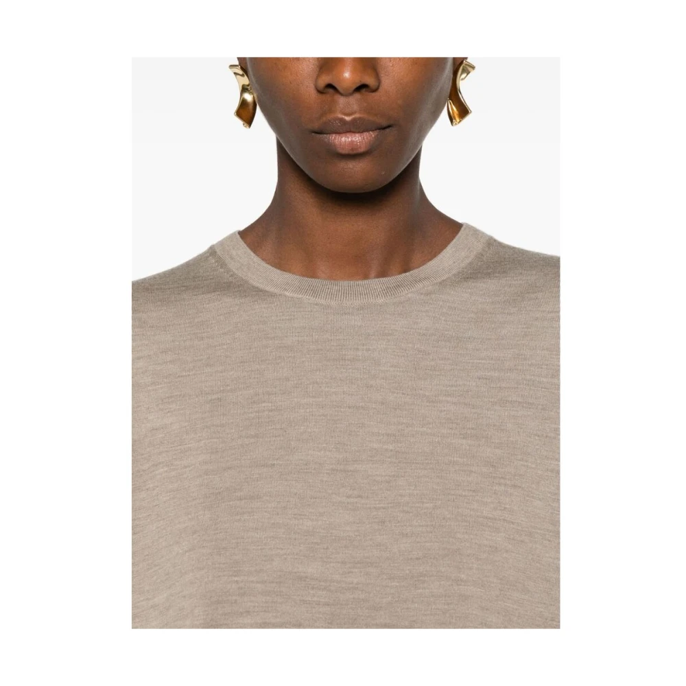 Theory Merino Wol Crew Neck T-shirt Brown Dames