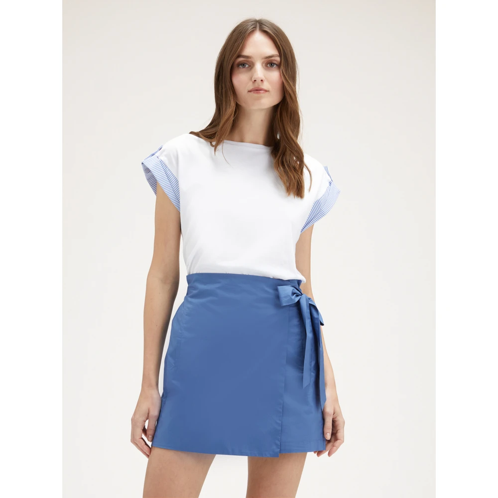 Motivi Kimono Style T-Shirt met Contrastboorden White Dames