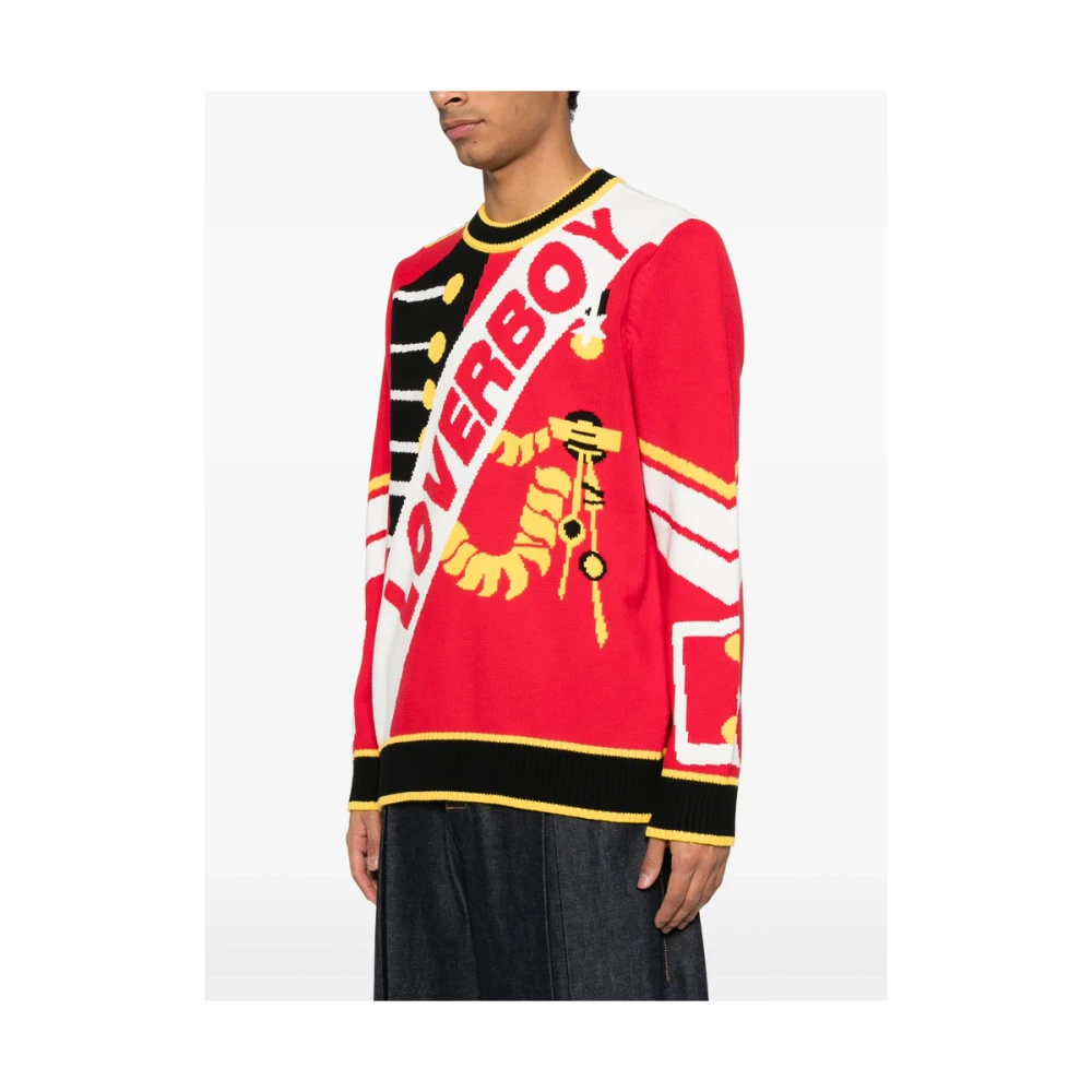 Loverboy by Charles Jeffrey Rode Crew Neck Sweater Trompe L'oeil Multicolor Heren
