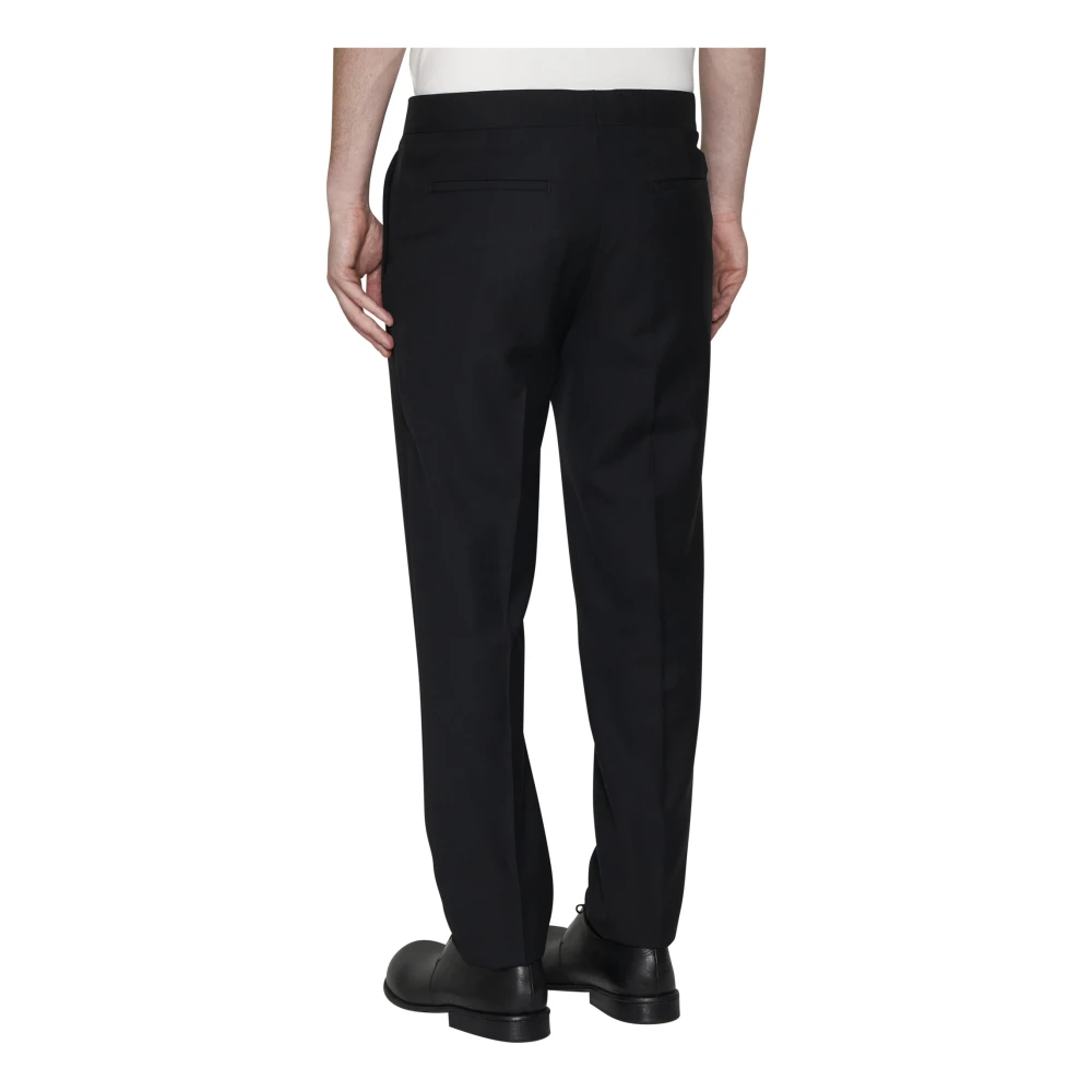 Lardini Zwarte Wollen Broek Taps Toelopende Pijp Black Heren