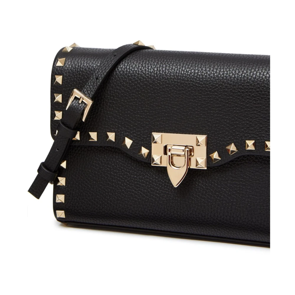 Valentino Garavani Zwarte Leren Rockstud Tassen Black Dames
