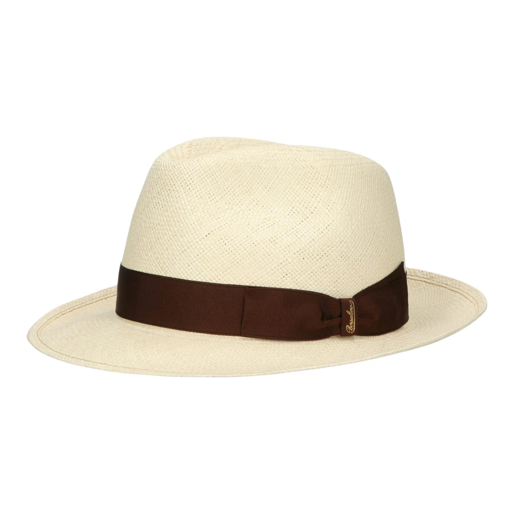 Borsalino Handgeweven Panama Hoed met Grosgrain Band Beige Heren