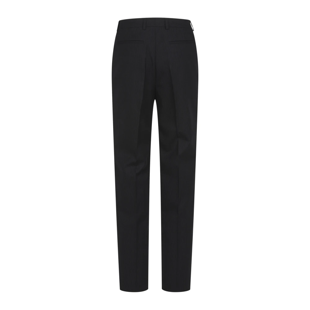 Saint Laurent Hoge taille wollen broek met gestreept motief Black Heren