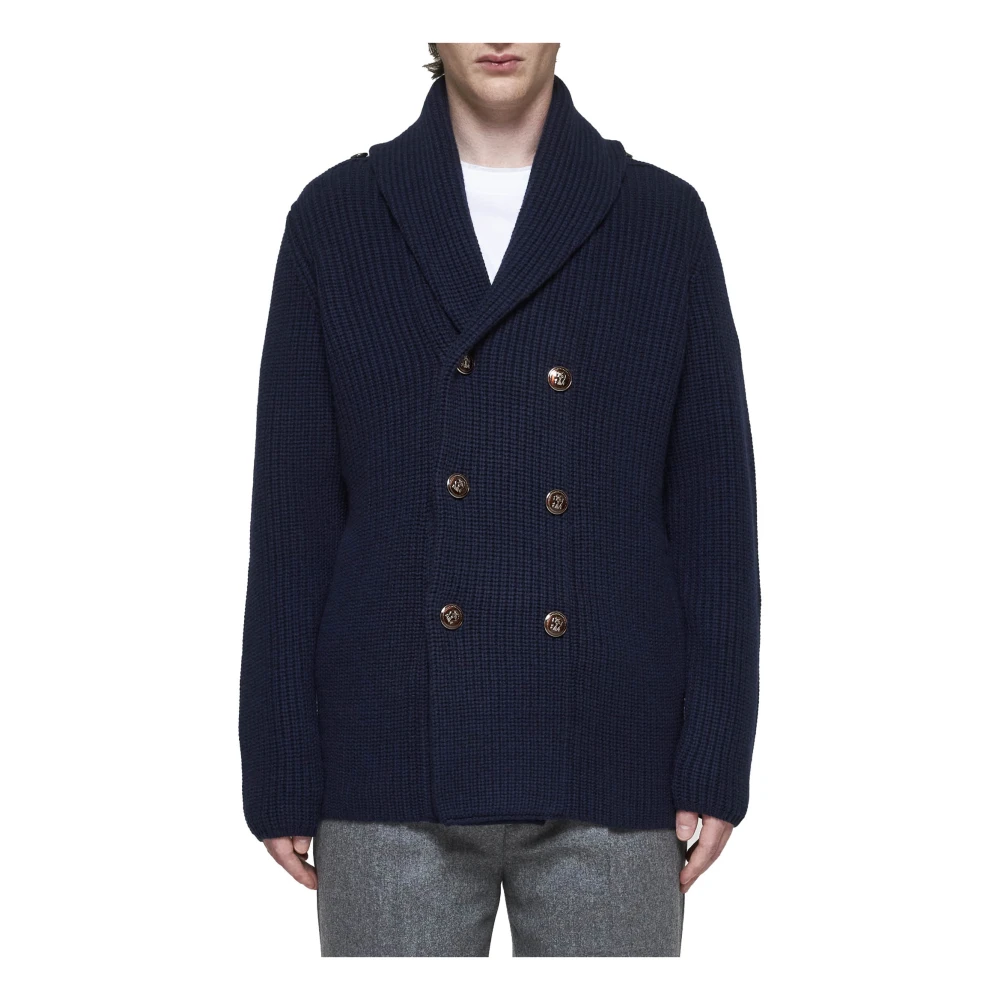 BRUNELLO CUCINELLI Navy Blue Blazer Cardigan Sweater Blue Heren