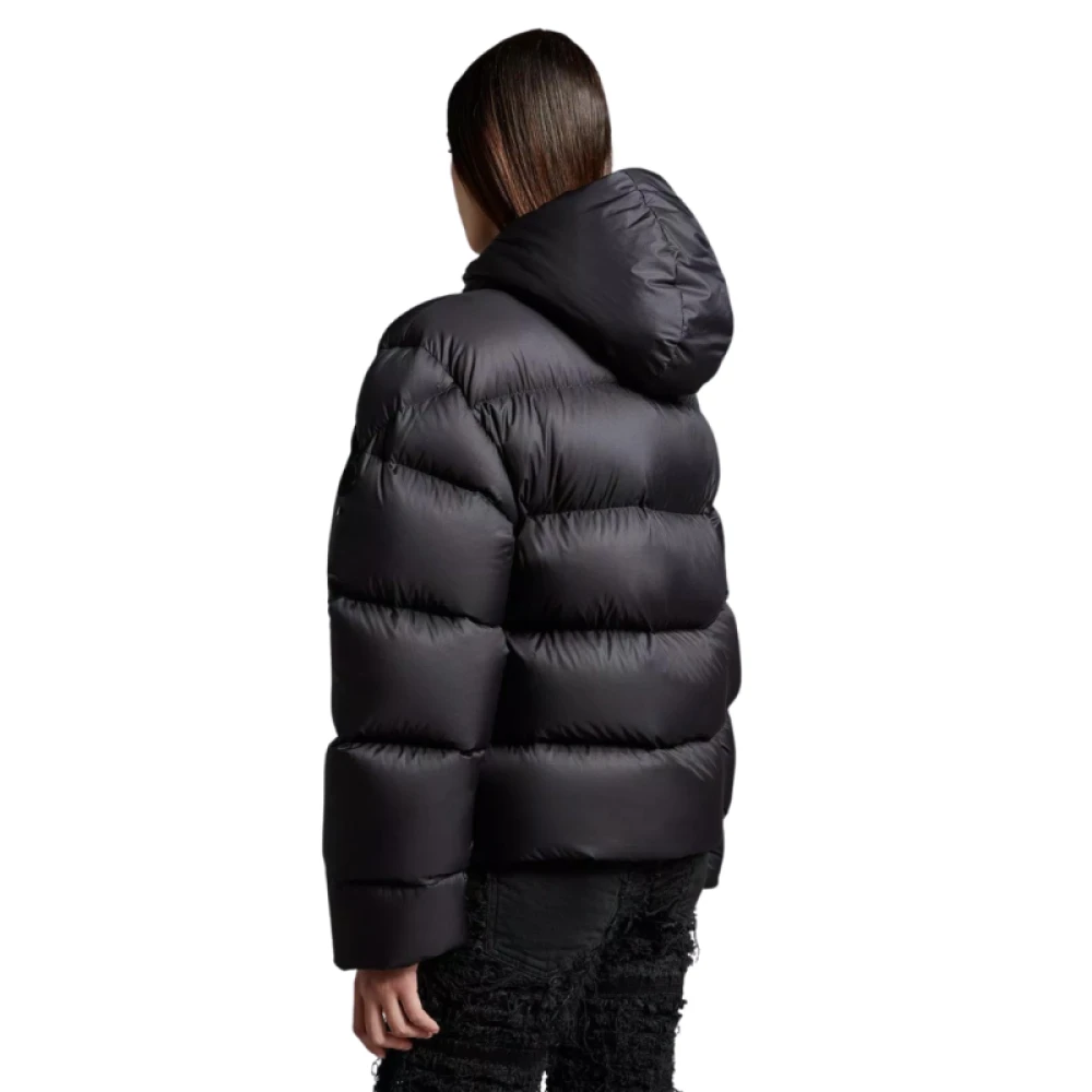 Moncler Korte Donsjas met Capuchon Nylon Zwart Black Heren