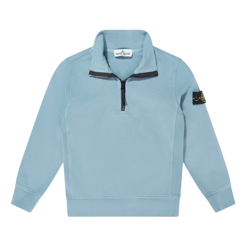 Stone Island Blue Compass Cotton Half-Zip Jumper - Male - Kids Sweatshirts - 8 Y - Kids