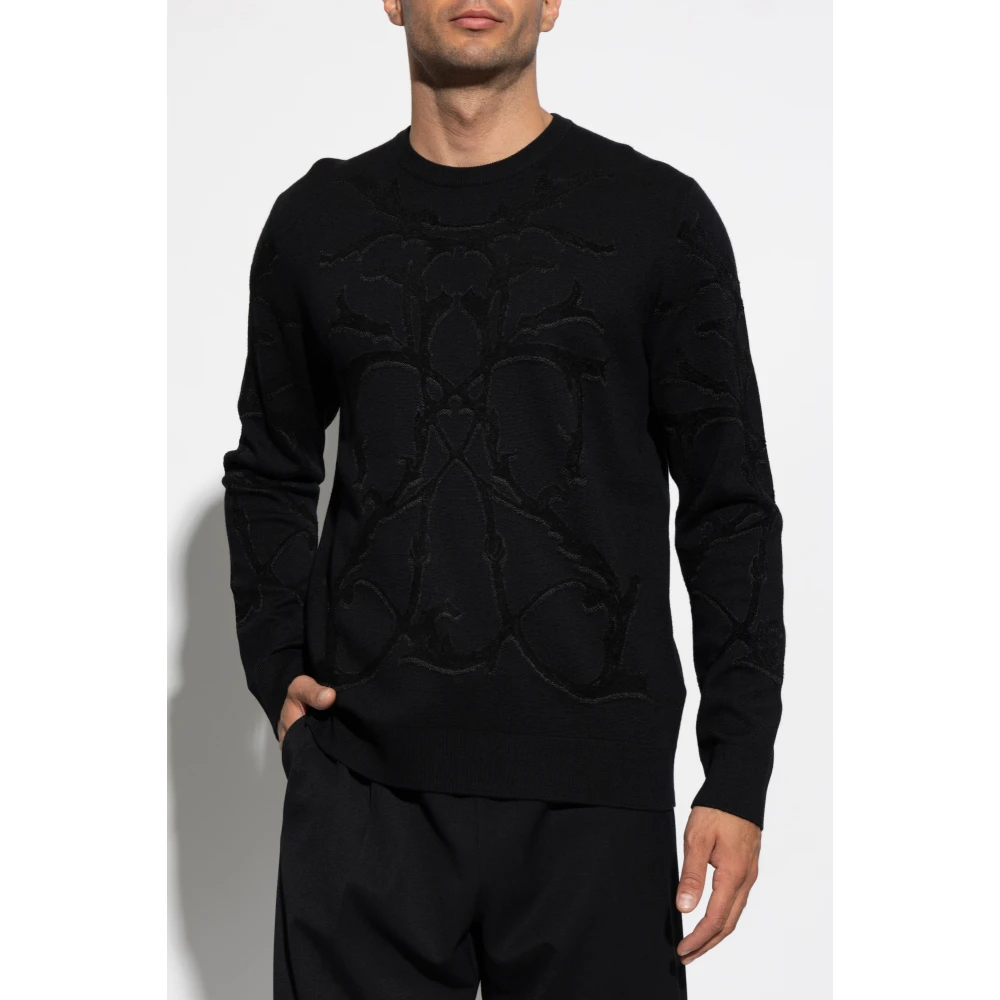 Versace Crew Neck Sweater Black Heren