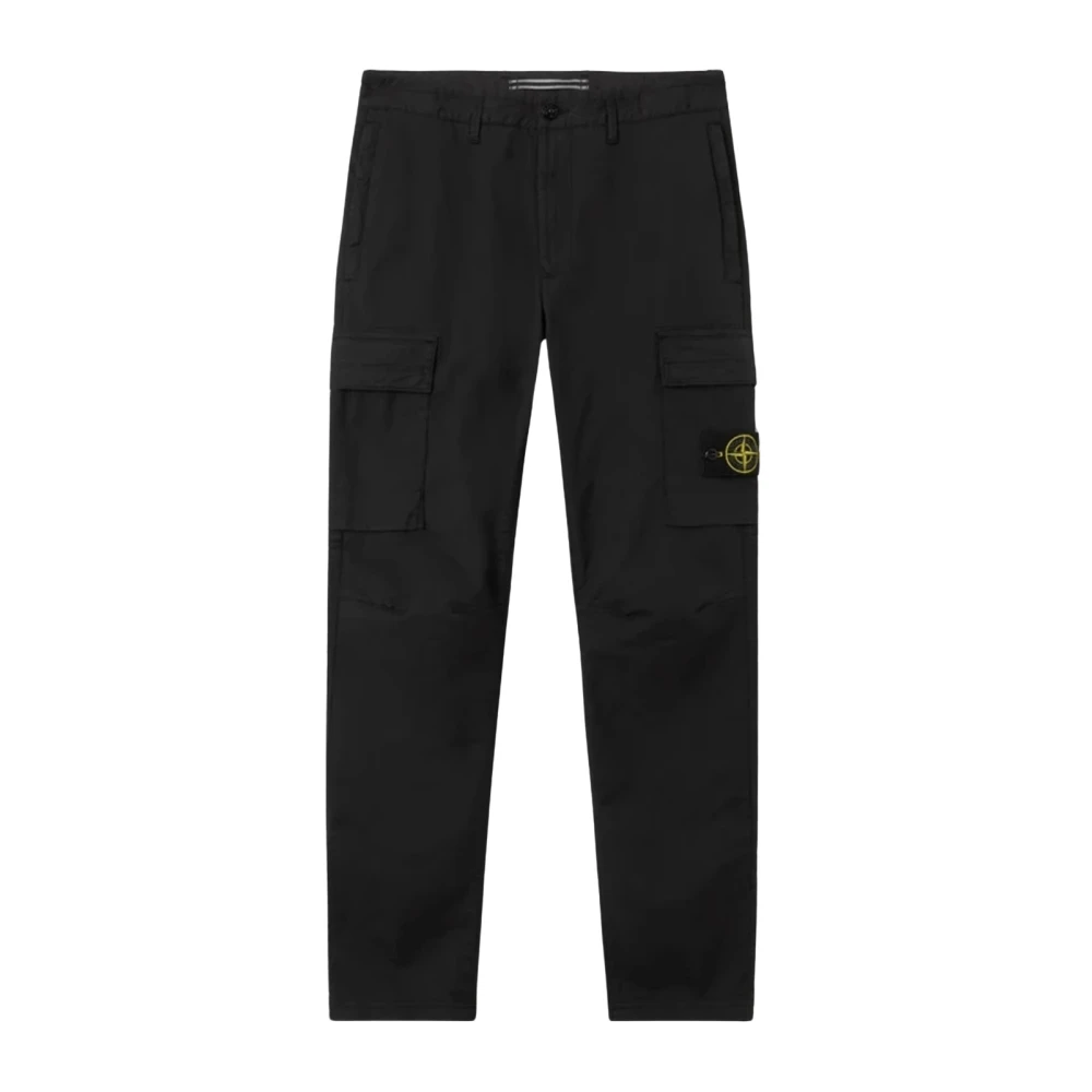 Stone Island Mannelijk Zwart Broeken Heren, W29, Katoen, Stretch Katoen Twill Broek