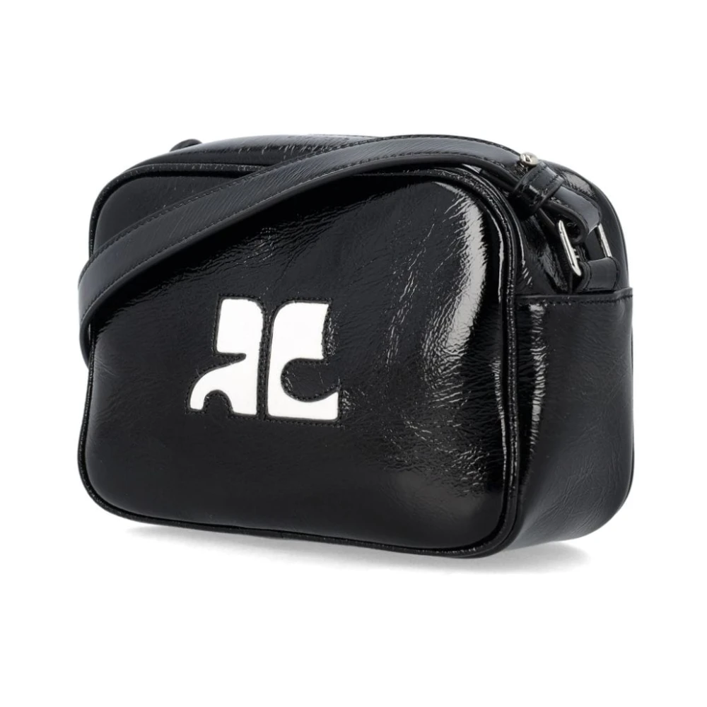 Courrèges Zwarte Patentleren Crossbody Tas Black Dames