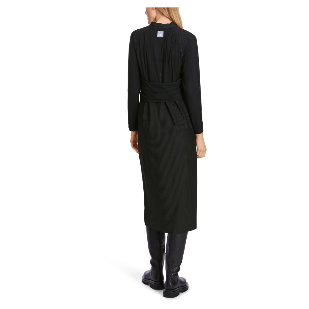 Marc Cain Geplooide Midi Jurk met Jas Black Dames