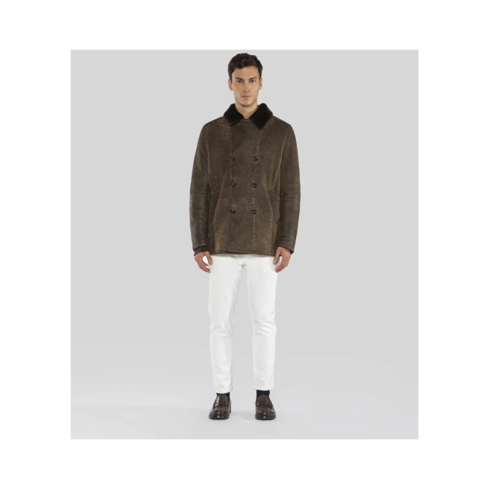 Gimo's Zachte Suède Shearling Jas Green Heren
