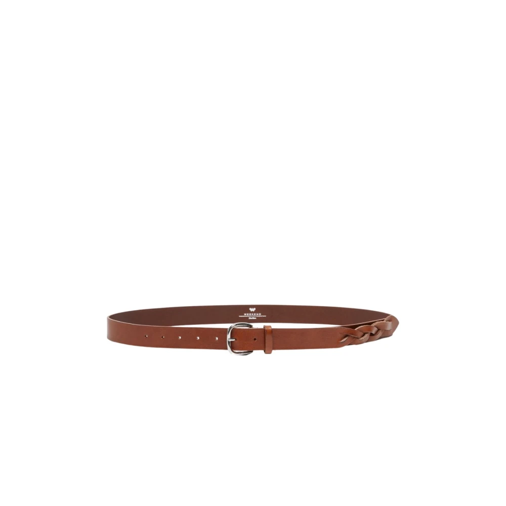 Max Mara Weekend Gevlochten leren riem met gegraveerde gesp Brown Dames