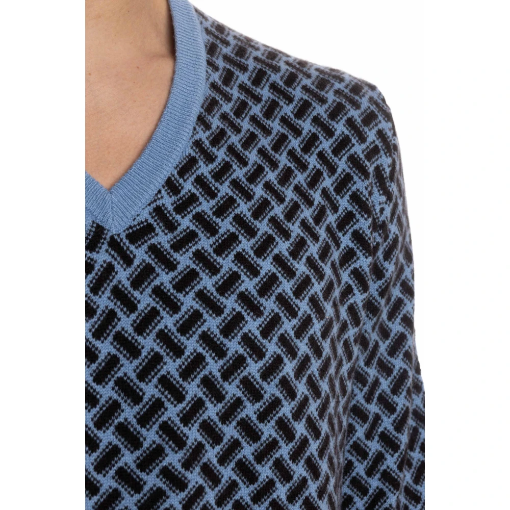 Drumohr Kasjmier trui met biscuitpatroon Blue Heren
