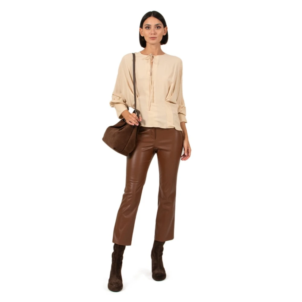 Semicouture Crème Crepe de Chine Blouse Beige Dames