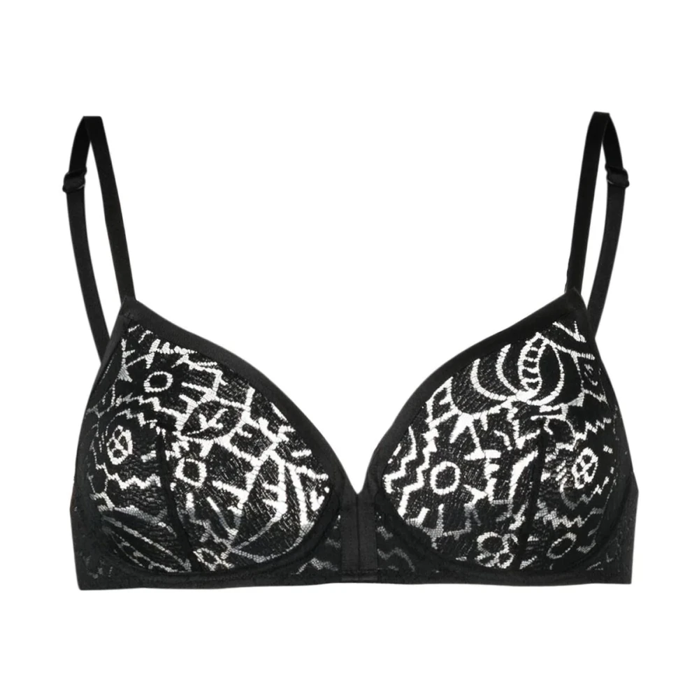 Eres Zwarte Kant Lingerie Ondersteunende Beha Black Dames