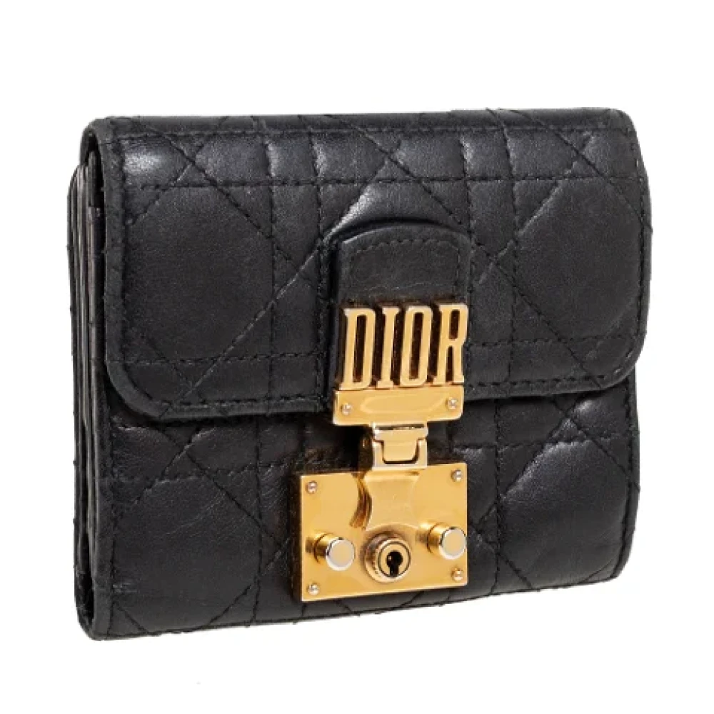 Dior Vintage Pre-owned Leather wallets Black Dames