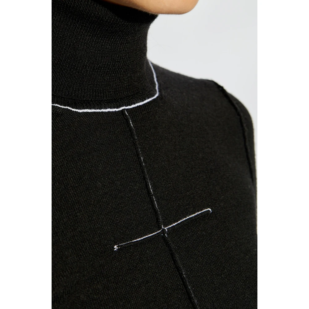 MM6 Maison Margiela High-Neck Midi Jurk Black Dames
