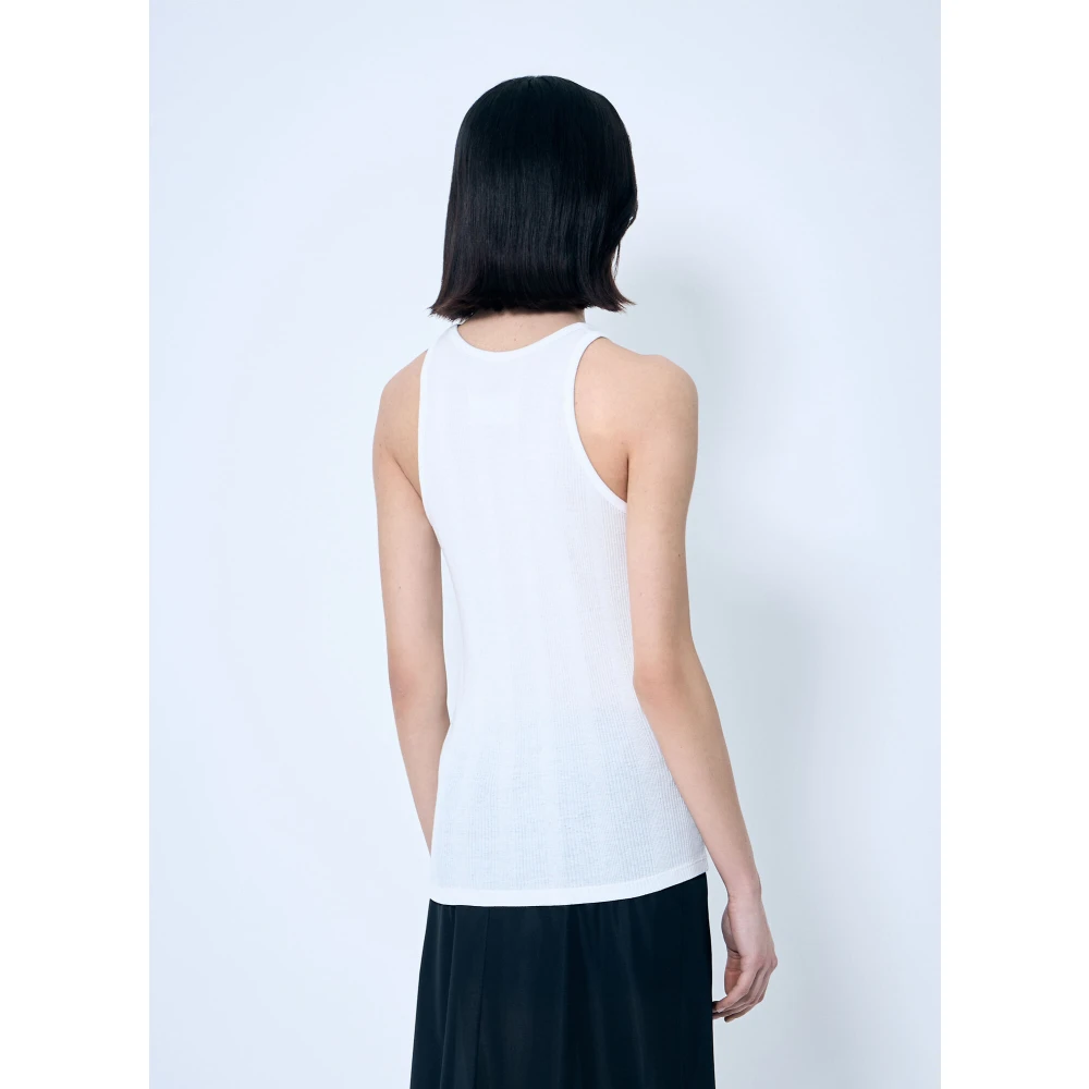 Maison Margiela Logo Patch Rib Tank Top White Dames