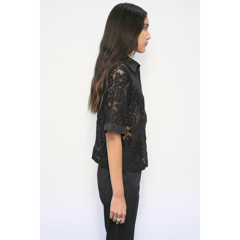 MeiMeiJ Kanten Sangallo Shirt Black Dames