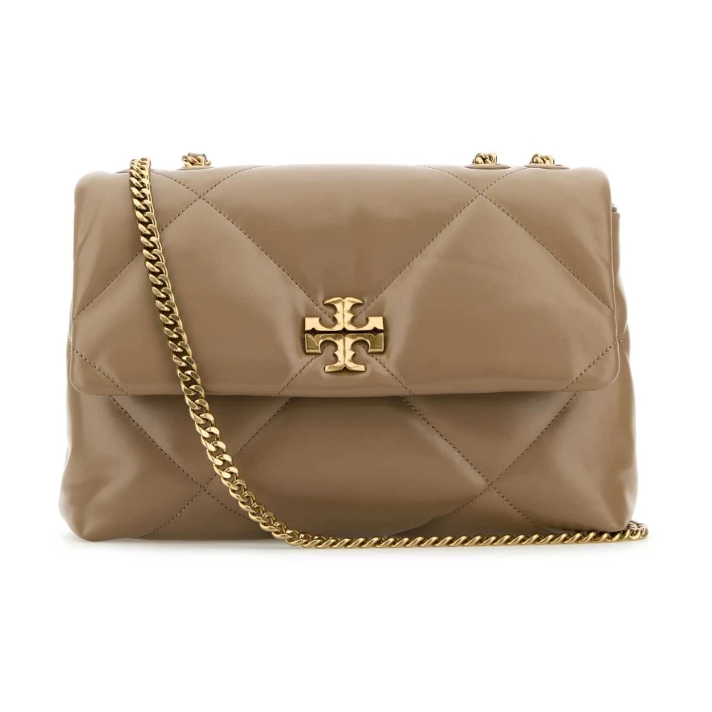 TORY BURCH Grijze leren schoudertas Beige Dames