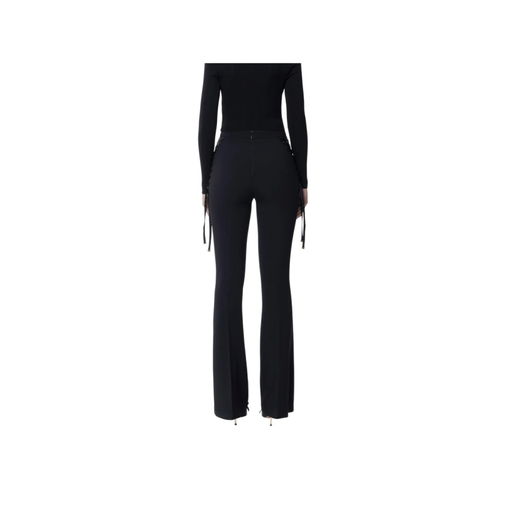 Elisabetta Franchi Zwarte Flared Crêpe Broek Black Dames