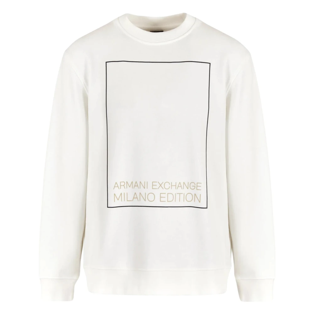 Armani Exchange Crème Sweater U Giro Logo Quadro Beige Heren