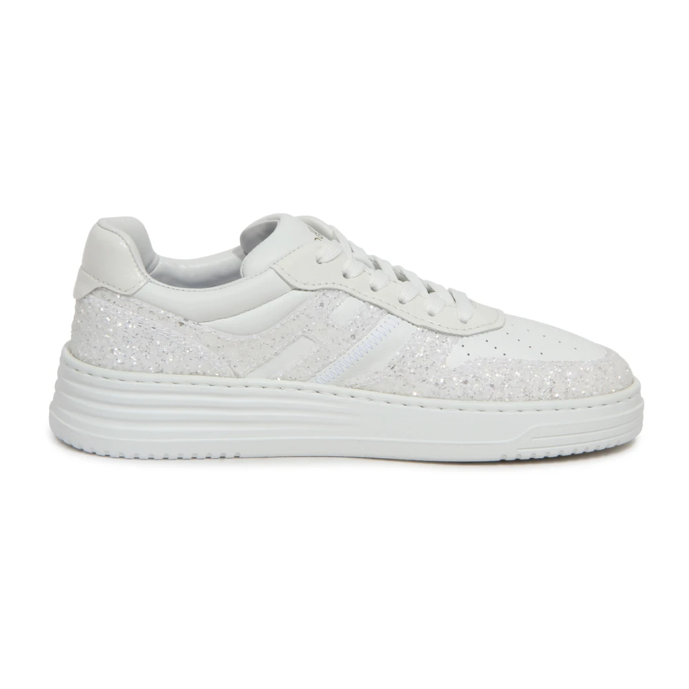 Hogan Women's White Glitter Shoes With Memory Foam Technology