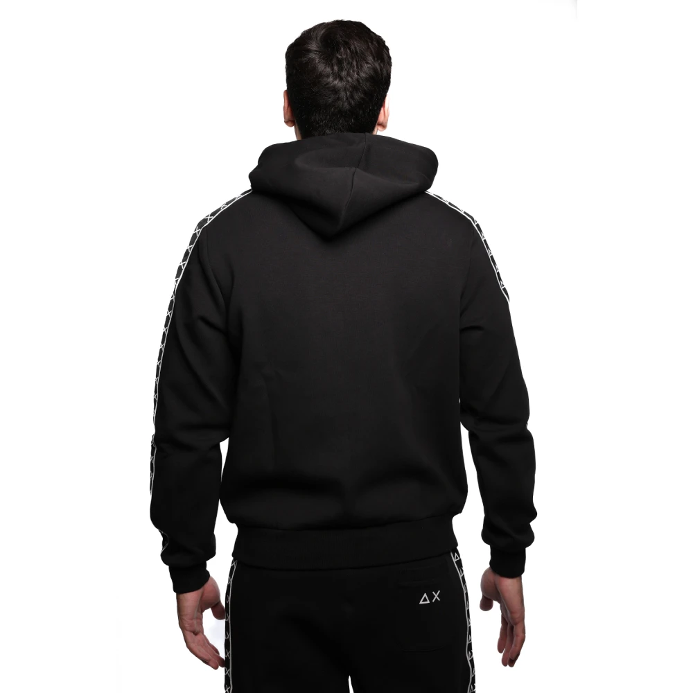 Sun68 Zwarte hoodie met logodetails Gray Heren