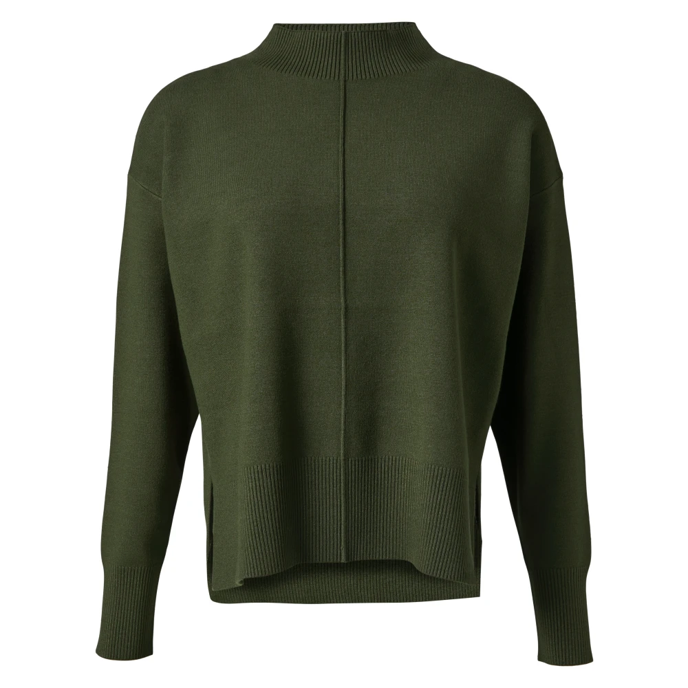 comma Gebreide trui met zijsplitten Green Dames