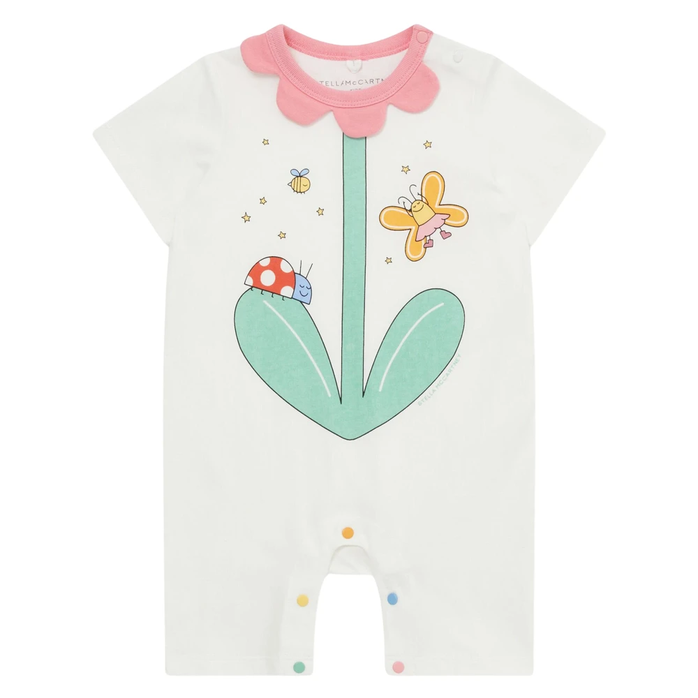 Stella Mccartney Girls Beige Flower Romper - Bodies & Sets - 9 M - Kids