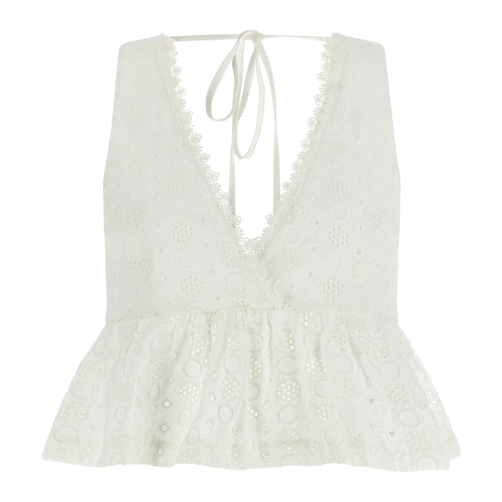 Pinko Women's White Sleeveless Tops, 2XS, Kiersten Cropped Top