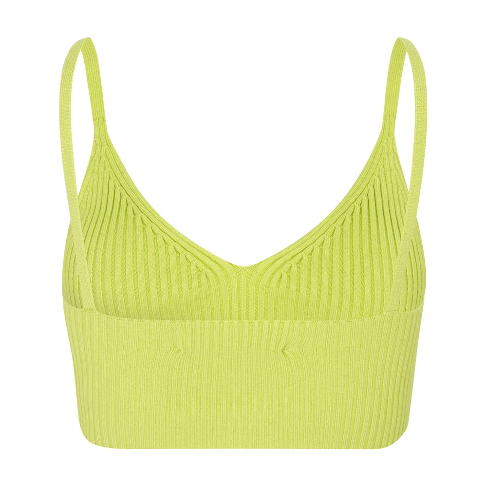 Samsøe Geribbelde Gebreide Crop Top Green Dames