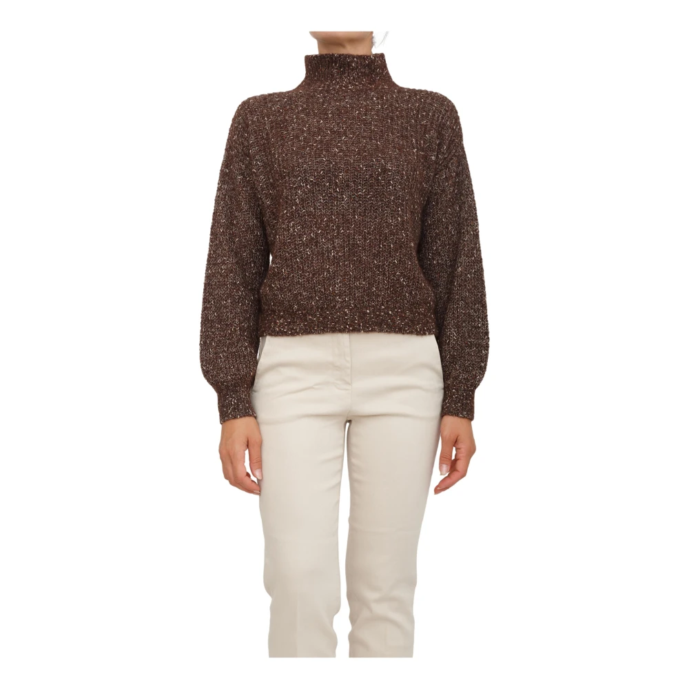 Marella Women's Brown Maglia-Canottiera-Top - Turtlenecks - L - Knitwear