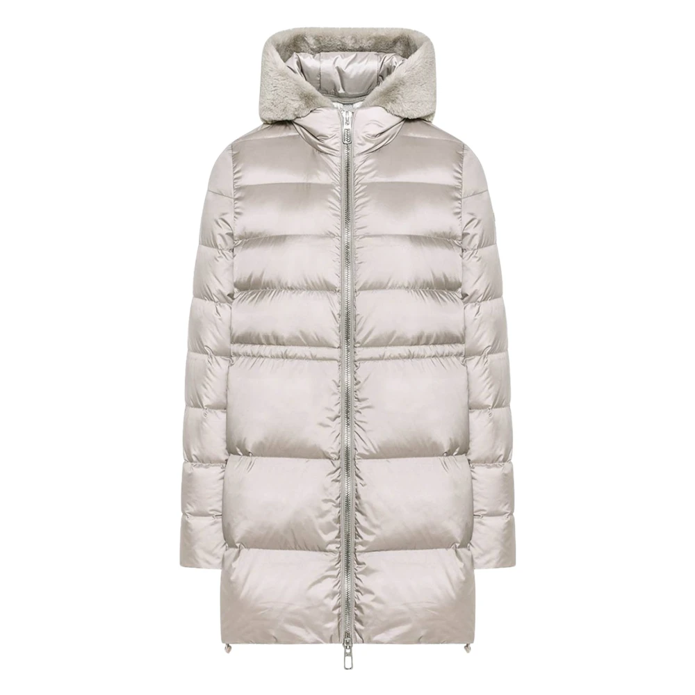 Duno Beige Hooded Puffer Jas Beige Dames
