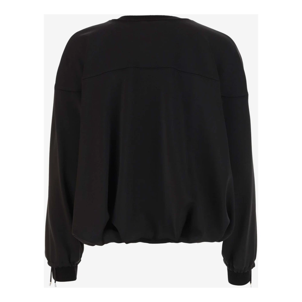 Giorgio Armani Zwarte Stretch Viscose Jas met Rits Black Dames