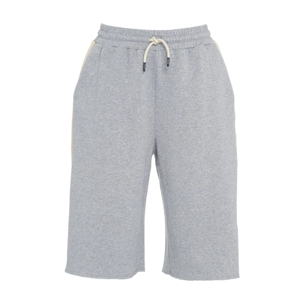Ottod'Ame Grijze korte sweatpants met contrasterende strepen Gray Dames