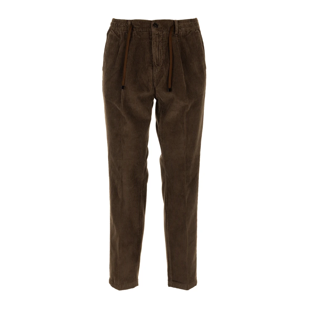 Cruna Bruine Slim Tapered One Pleat Broek Brown Heren