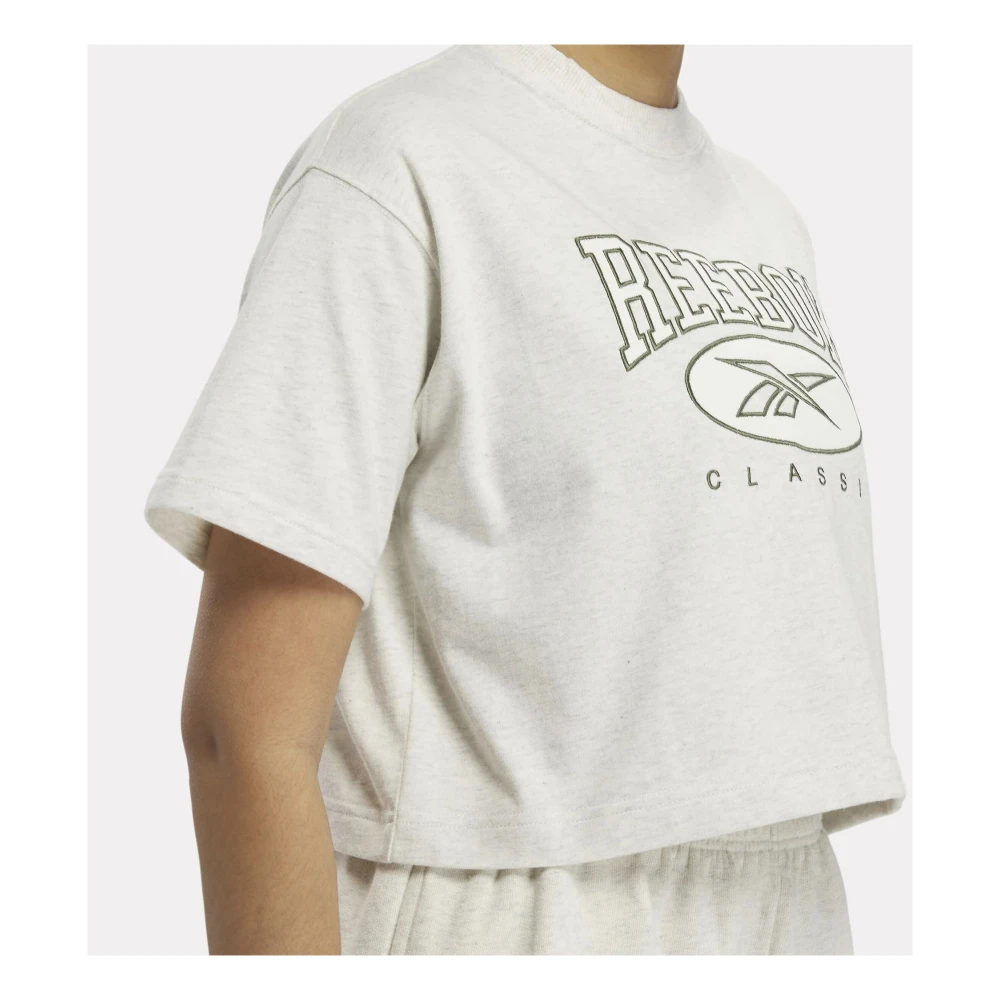 Reebok Groot Logo Crop Top Beige Dames