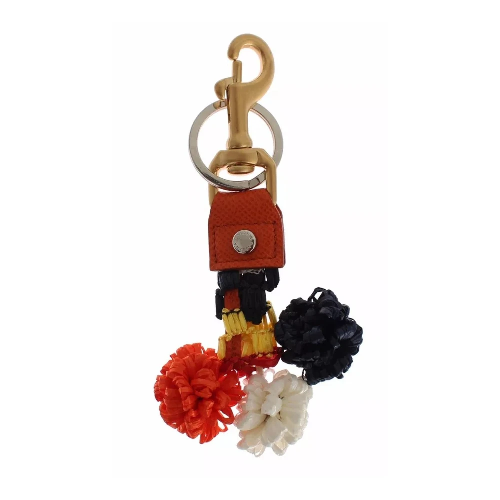 Dolce & Gabbana Raffia Kwast Sleutelhanger Multicolor Metalen Details Multicolor Dames