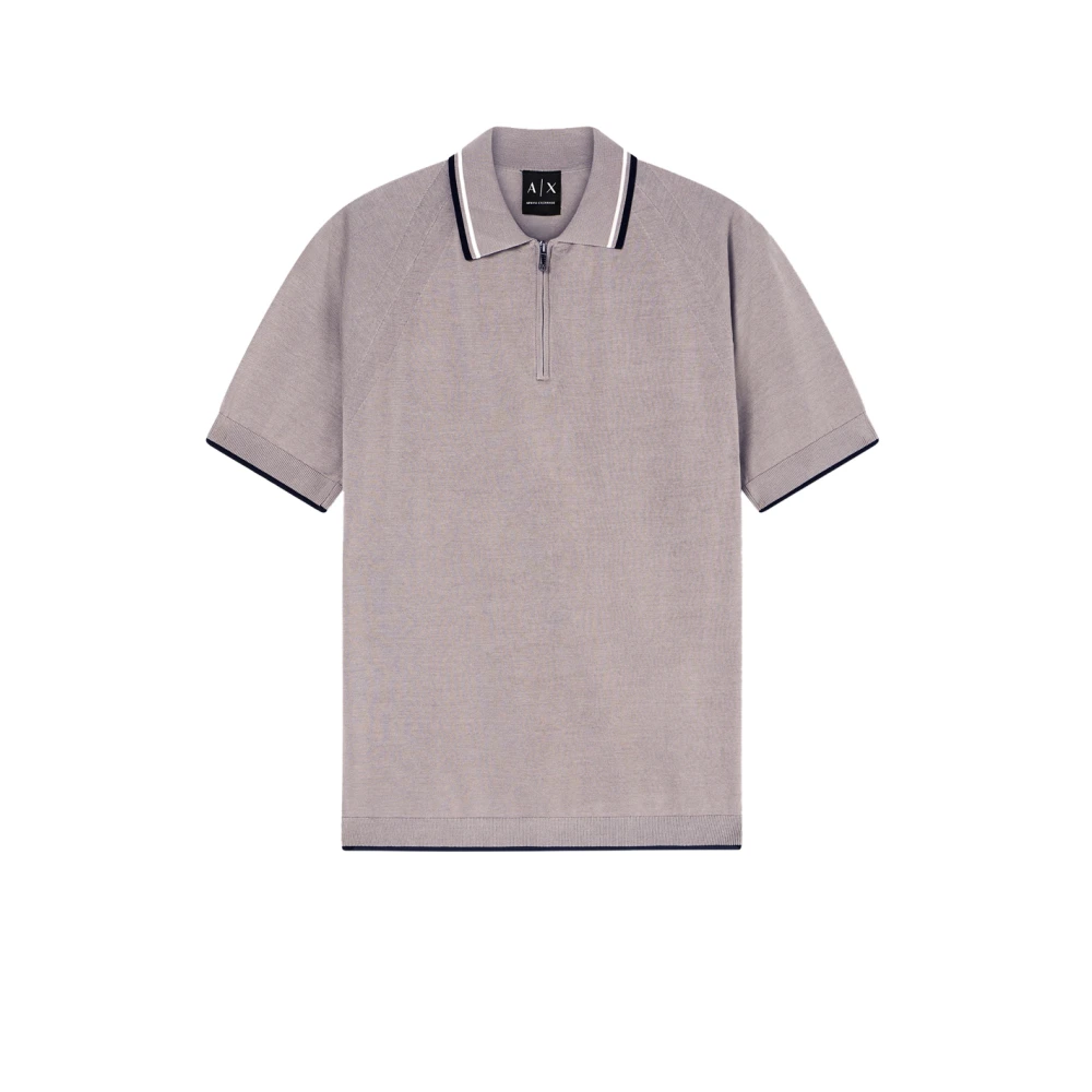 Armani Exchange Mannelijk Grijs Tops Heren, S, Katoen, Cotton Polo Shirt