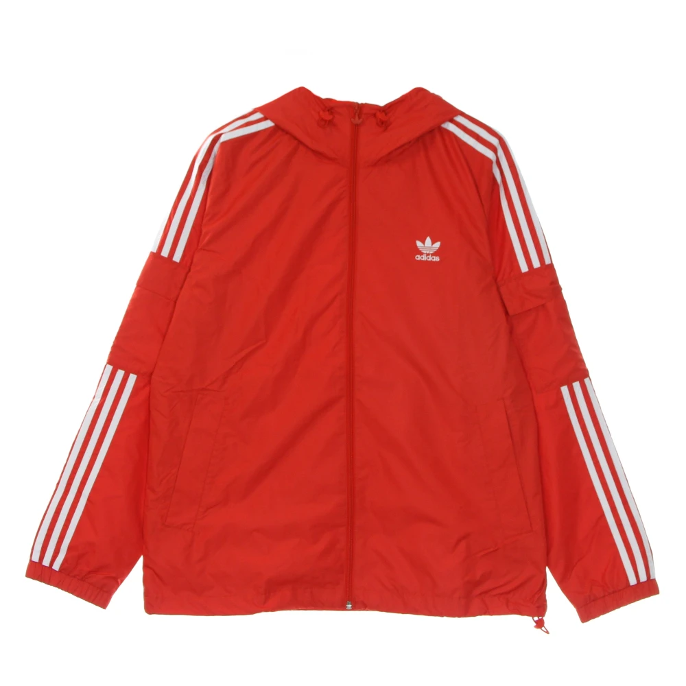 Adidas Rode Klassieke Windbreaker Jas met 3 Strepen Red Heren