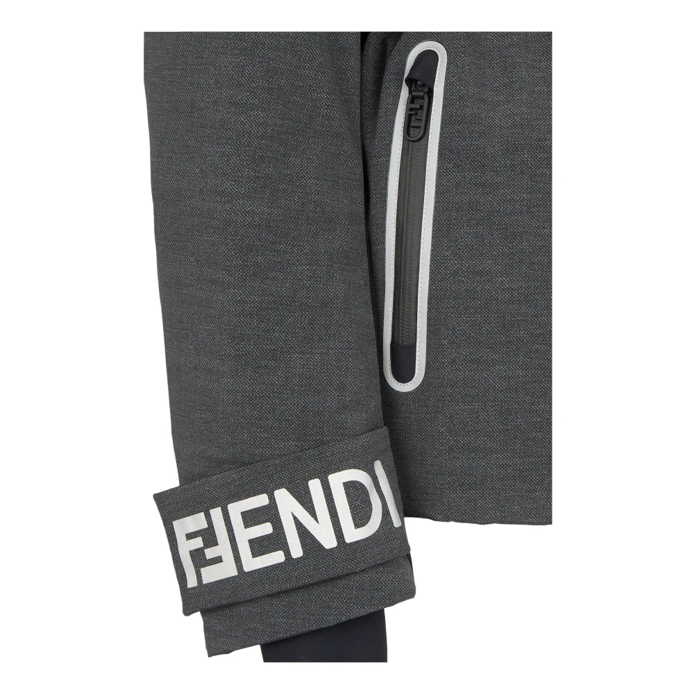 Fendi Technische Ski Downjacket met Logo Gray Dames