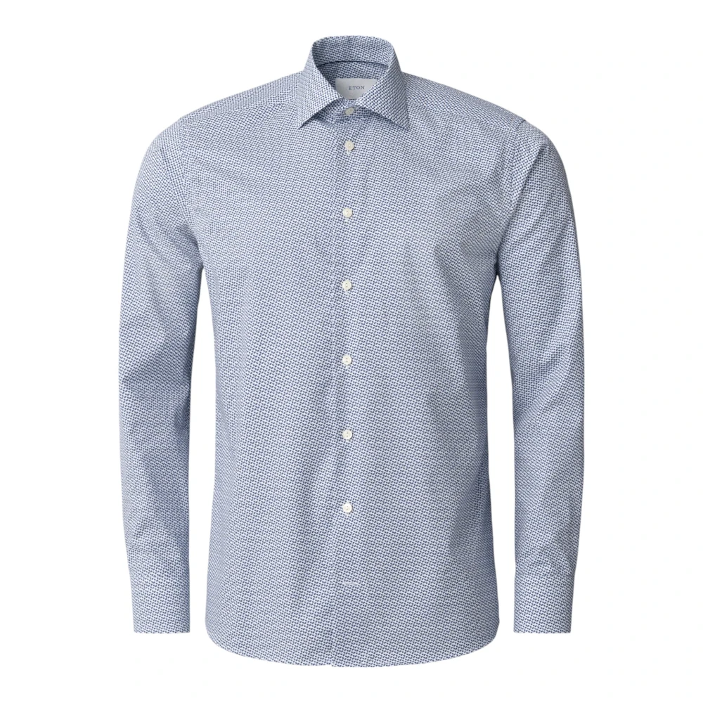 Eton Blue Geometric Signature Twill Shirt - Male - Casual Shirts - 6XL - Shirts