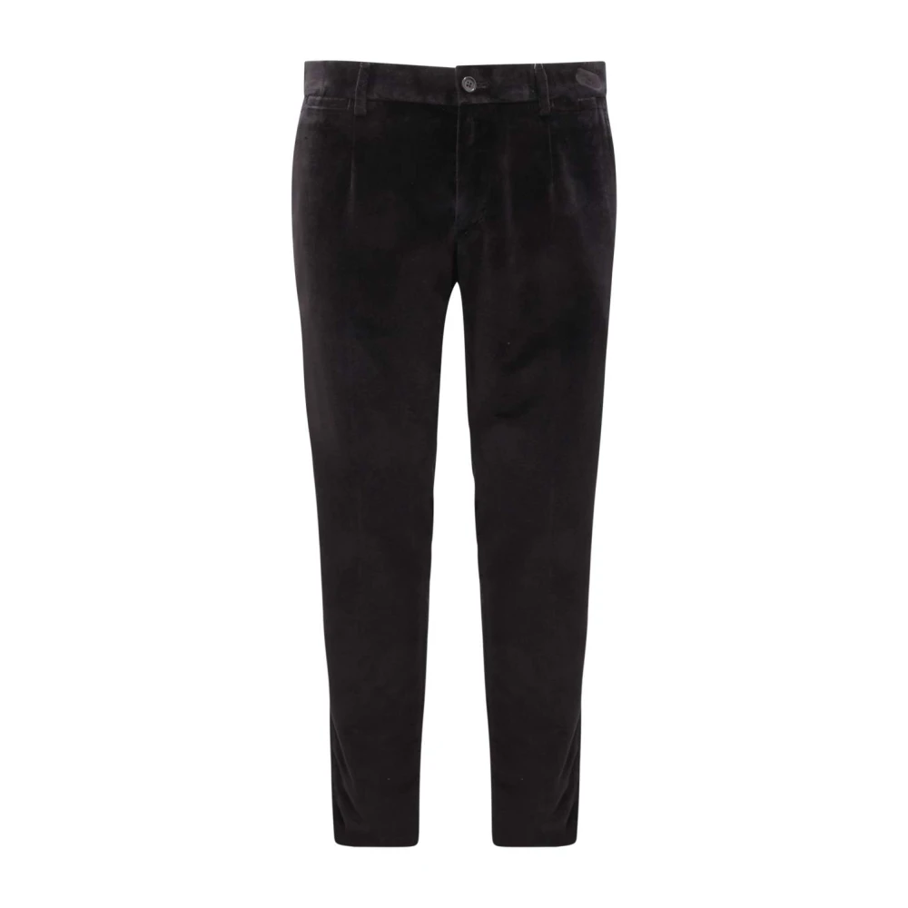Dolce & Gabbana Men's Black Velvet Trousers Made In Italy