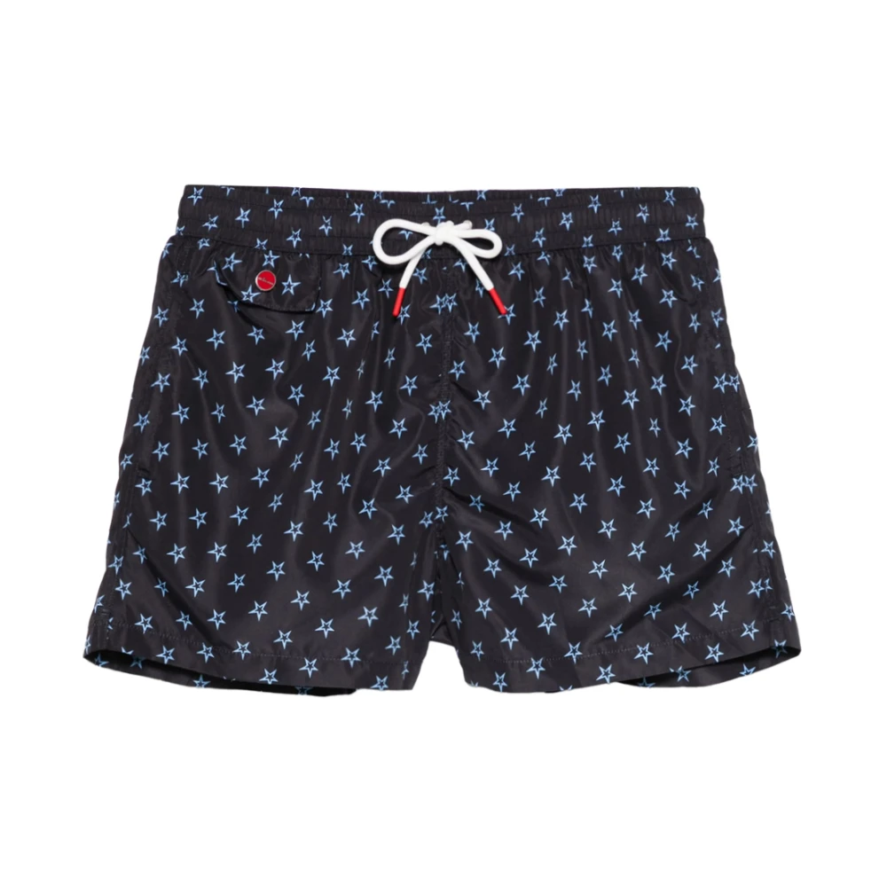 Kiton Nachtblauwe zwemshorts met sterrenpatroon Blue Heren