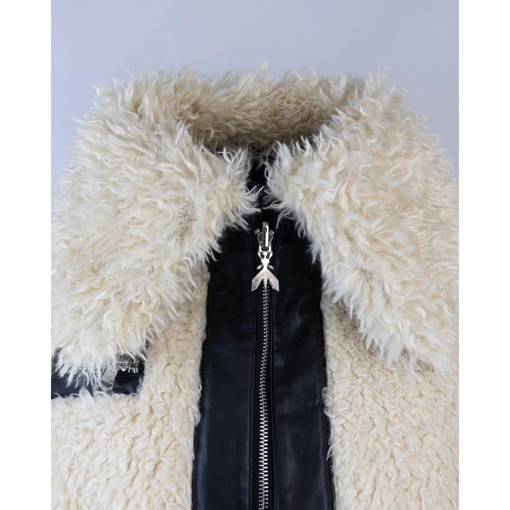 PATRIZIA PEPE Witte synthetische jas met rits White Dames